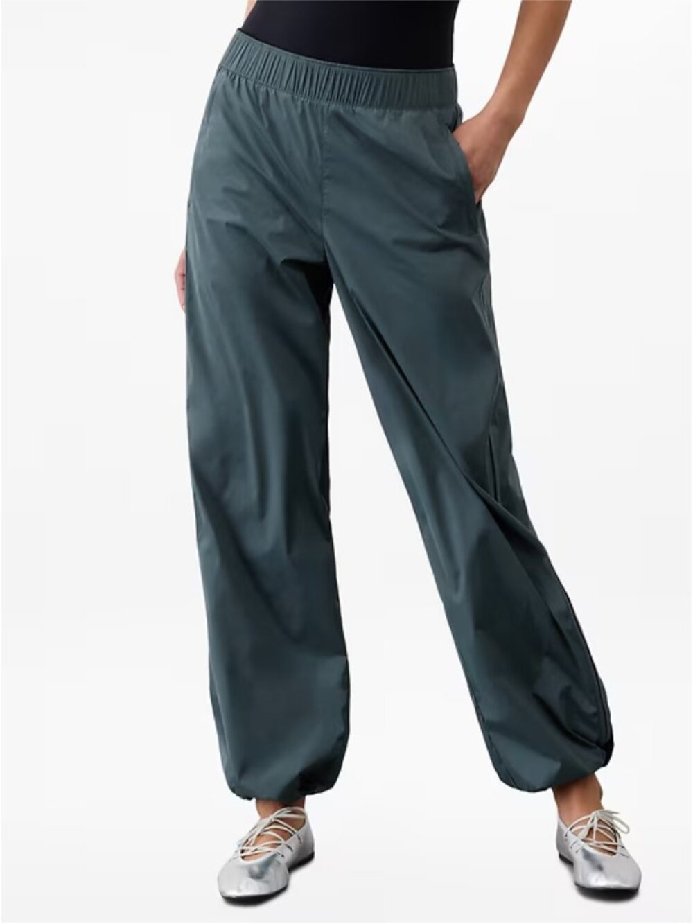 Athleta Rise Pant gray L NWOT jogger layering athleisure drawstring hem